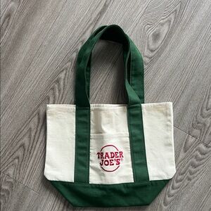 Trader Joe’s Green & Cream Canvas Tote Bag